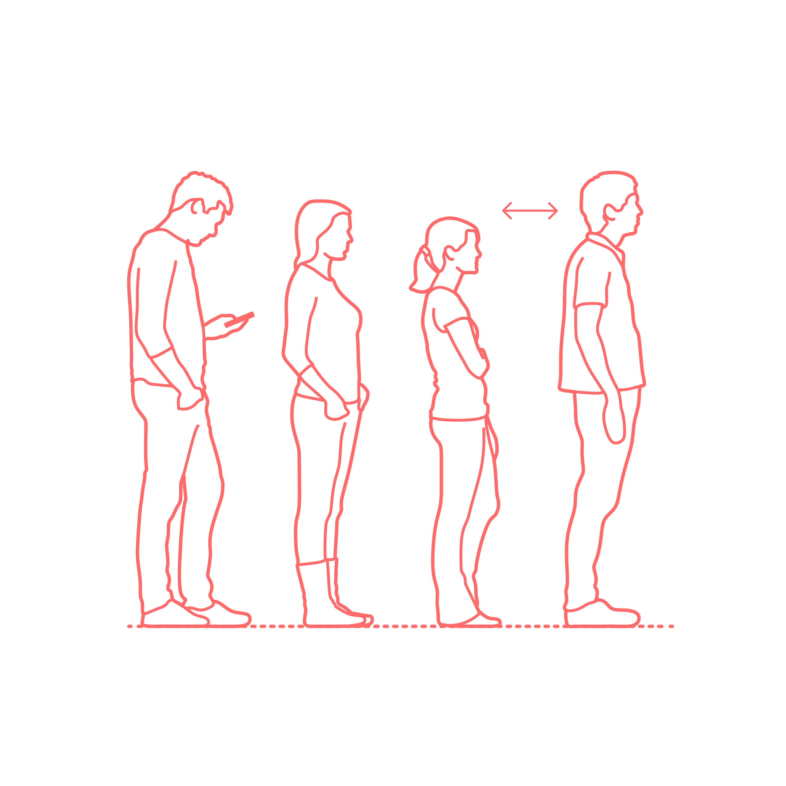 Humans Standing Spacing Queue Space Outline Icon Svg Set Free Vectors